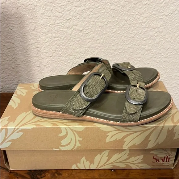 Sofft Olive Green Buckle Sandals - Picture 13 of 13